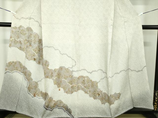平和屋着物●訪問着 絞り 刺繍 雲取り花文 金彩 鈴乃屋扱い 正絹 逸品 DABB4570ps