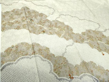 平和屋着物●訪問着 絞り 刺繍 雲取り花文 金彩 鈴乃屋扱い 正絹 逸品 DABB4570ps