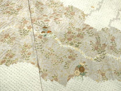 平和屋着物●訪問着 絞り 刺繍 雲取り花文 金彩 鈴乃屋扱い 正絹 逸品 DABB4570ps