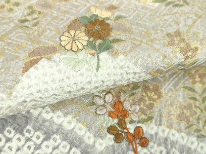 平和屋着物●訪問着 絞り 刺繍 雲取り花文 金彩 鈴乃屋扱い 正絹 逸品 DABB4570ps