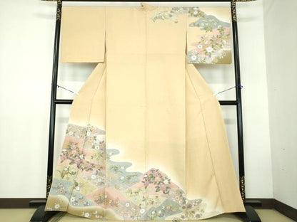 平和屋着物●訪問着 絞り 辻が花 暈し染め 金彩 正絹 逸品 DABB4581ps