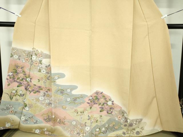 平和屋着物●訪問着 絞り 辻が花 暈し染め 金彩 正絹 逸品 DABB4581ps