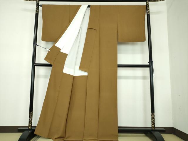 平和屋着物●上質な色無地 朽葉色 正絹 逸品 DABB4582ps