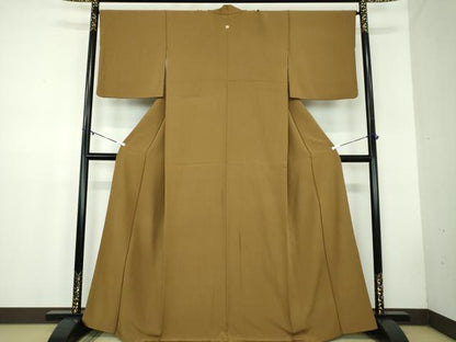 平和屋着物●上質な色無地 朽葉色 正絹 逸品 DABB4582ps