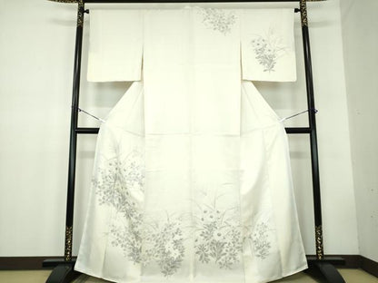 平和屋着物●訪問着 刺繍 手描き 秋草文 暈し染め 正絹 逸品 DABB4586ps