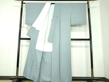 平和屋着物●上質な色無地 草花地紋 湊鼠色 さが美扱い 正絹 逸品 DABB4589ps