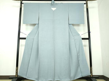 平和屋着物●上質な色無地 草花地紋 湊鼠色 さが美扱い 正絹 逸品 DABB4589ps