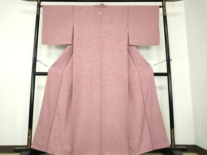 平和屋着物●上質な色無地 雲取り雪芝地紋 煤竹色 正絹 逸品 DABB4590ps
