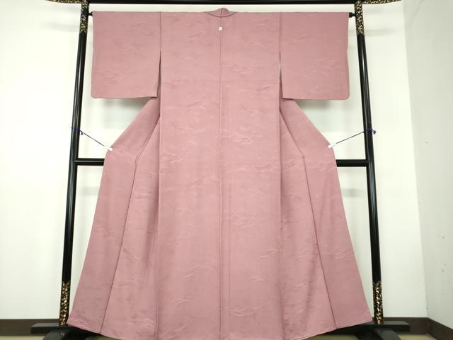 平和屋着物●上質な色無地 雲取り雪芝地紋 煤竹色 正絹 逸品 DABB4590ps