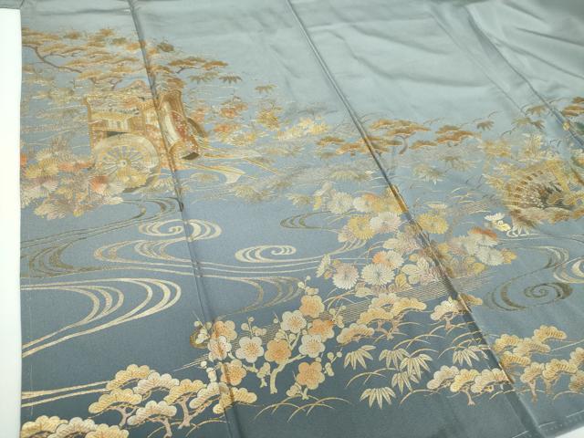 平和屋着物●金彩友禅 卓越技能者・名工・和田光正 色留袖 松竹梅 御所車花文 暈し染め 金彩 正絹 逸品 未使用 DABB4592ps