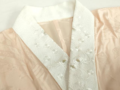 平和屋着物●振袖用長襦袢 無双仕立て 半衿刺繍 束ね熨斗花地紋 正絹 逸品 DABB4598ps