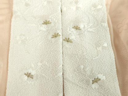 平和屋着物●振袖用長襦袢 無双仕立て 半衿刺繍 束ね熨斗花地紋 正絹 逸品 DABB4598ps