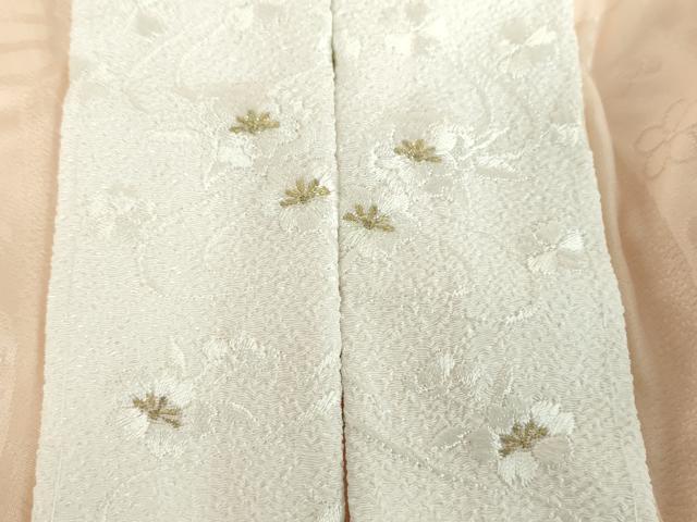 平和屋着物●振袖用長襦袢 無双仕立て 半衿刺繍 束ね熨斗花地紋 正絹 逸品 DABB4598ps