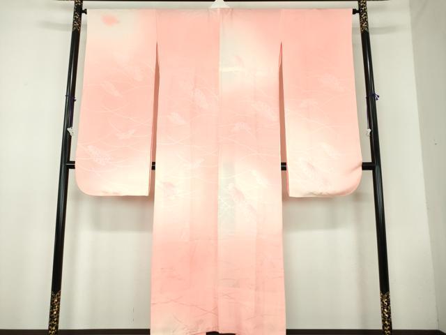 平和屋着物●振袖用長襦袢 無双仕立て 舞蝶地紋 暈し染め 正絹 逸品 DABB4600ps