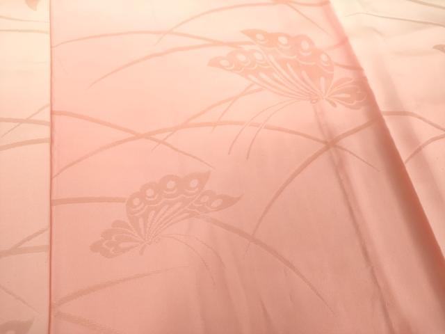 平和屋着物●振袖用長襦袢 無双仕立て 舞蝶地紋 暈し染め 正絹 逸品 DABB4600ps