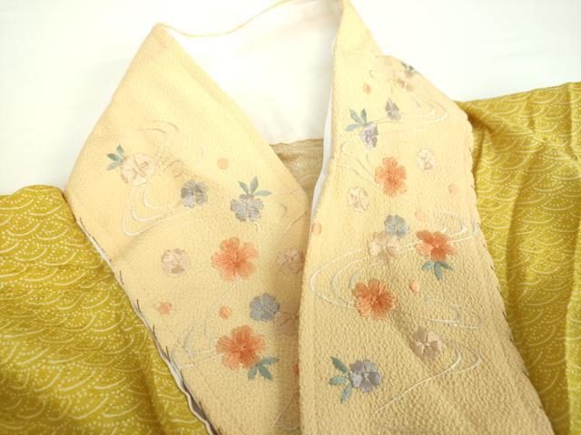平和屋着物●ファッションデザイナー 花井幸子 長襦袢 無双仕立て 半衿刺繍 青海波 正絹 逸品 DABB4601ps