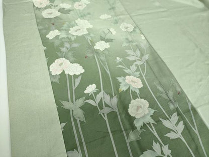 平和屋着物●上質な長襦袢　無双仕立て　半衿刺繍　草花文　暈し染め　銀彩　正絹　逸品　DABB4603ps
