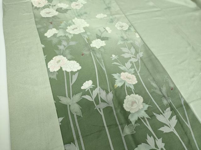 平和屋着物●上質な長襦袢　無双仕立て　半衿刺繍　草花文　暈し染め　銀彩　正絹　逸品　DABB4603ps