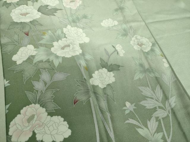 平和屋着物●上質な長襦袢　無双仕立て　半衿刺繍　草花文　暈し染め　銀彩　正絹　逸品　DABB4603ps