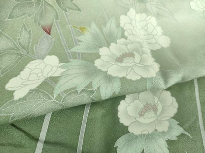 平和屋着物●上質な長襦袢　無双仕立て　半衿刺繍　草花文　暈し染め　銀彩　正絹　逸品　DABB4603ps