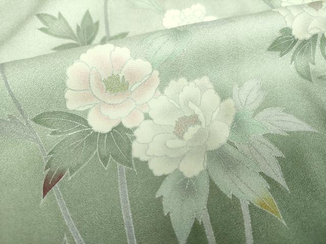 平和屋着物●上質な長襦袢　無双仕立て　半衿刺繍　草花文　暈し染め　銀彩　正絹　逸品　DABB4603ps