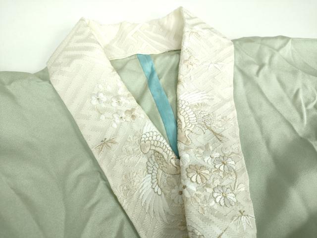 平和屋着物●上質な長襦袢　無双仕立て　半衿刺繍　草花文　暈し染め　銀彩　正絹　逸品　DABB4603ps