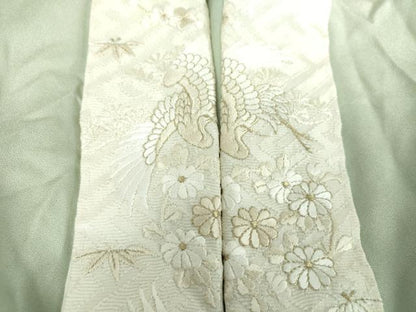 平和屋着物●上質な長襦袢　無双仕立て　半衿刺繍　草花文　暈し染め　銀彩　正絹　逸品　DABB4603ps