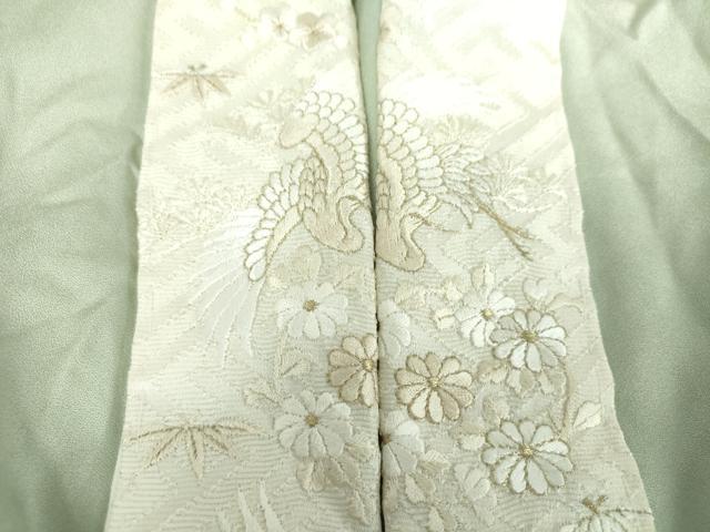 平和屋着物●上質な長襦袢　無双仕立て　半衿刺繍　草花文　暈し染め　銀彩　正絹　逸品　DABB4603ps
