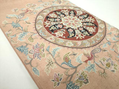 平和屋着物●極上　中国三大刺繍　総相良刺繍　蘇州刺繍　総刺繍　太鼓柄袋帯　紬地　更紗花鳥文　金糸　正絹　逸品　未使用　DABB4610ps
