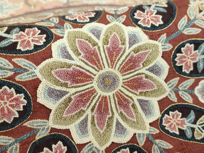 平和屋着物●極上　中国三大刺繍　総相良刺繍　蘇州刺繍　総刺繍　太鼓柄袋帯　紬地　更紗花鳥文　金糸　正絹　逸品　未使用　DABB4610ps