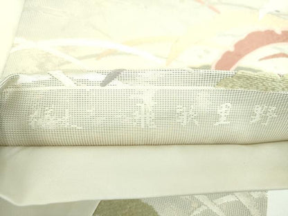 平和屋着物●六通柄袋帯 唐織 本草木 飛歌里野 銀糸 引箔 正絹 逸品 DABB4614ps