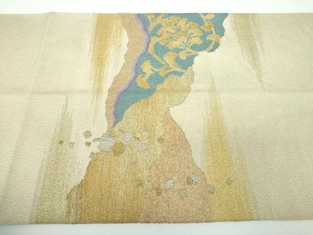 平和屋着物●綴れ 太鼓柄袋帯 更紗花文 金銀糸 正絹 逸品 DABB4615ps