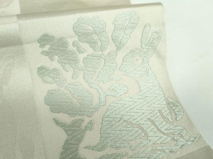 平和屋着物●名物裂一筋 西陣・あらいそ謹製 全通柄 本袋帯 唐織 名物裂 花兎 正絹 逸品 DABB4622ps