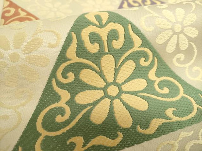平和屋着物●俵屋 人間国宝 喜多川平朗 有職織物 六通柄袋帯 唐織 鱗花文 正絹 逸品 DABB4639ps