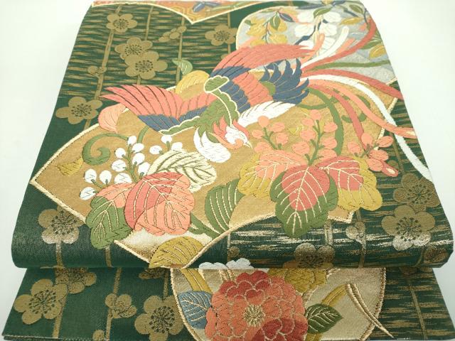 平和屋着物●人間国宝 五代 田畑喜八 六通柄袋帯 唐織 地紙鳳凰花文 金銀糸 正絹 逸品 DABB4646ps