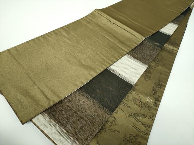 平和屋着物●両面 太鼓柄袋帯 世界遺産 屋久杉 鳥獣戯画 金糸 正絹 逸品 DABB4647ps