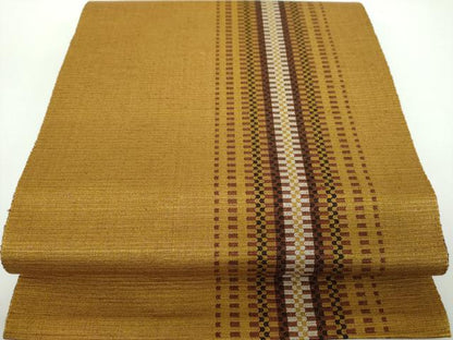 平和屋着物●本場黄八丈 八寸名古屋帯 間道 正絹 逸品 未使用 DABB4651ps