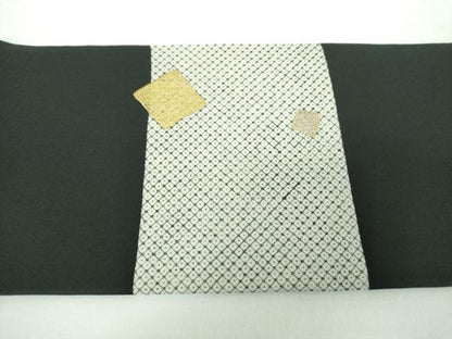 平和屋着物●塩瀬　九寸名古屋帯　鹿の子箔散らし　黒地　金彩　正絹　逸品　未使用　DABB4657ps