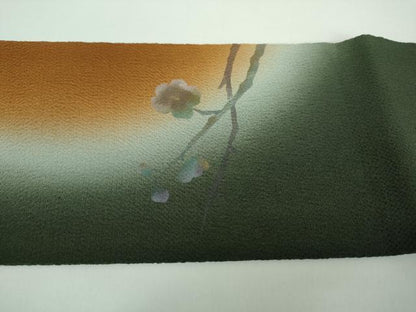 平和屋着物●九寸名古屋帯 作家物 手描き 詩歌 枝梅 鬼しぼ縮緬 金彩 正絹 逸品 未使用 DABB4661ps