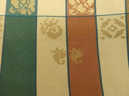 平和屋着物●名物裂一筋 西陣・あらいそ謹製 九寸開き名古屋帯 名物裂 金糸 正絹 逸品 DABB4664ps
