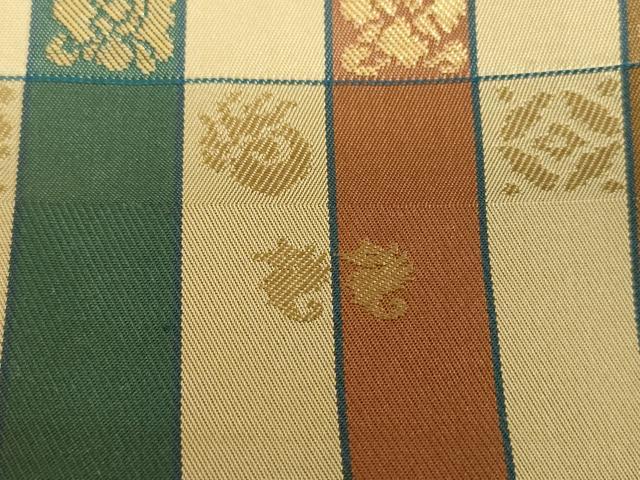 平和屋着物●名物裂一筋 西陣・あらいそ謹製 九寸開き名古屋帯 名物裂 金糸 正絹 逸品 DABB4664ps