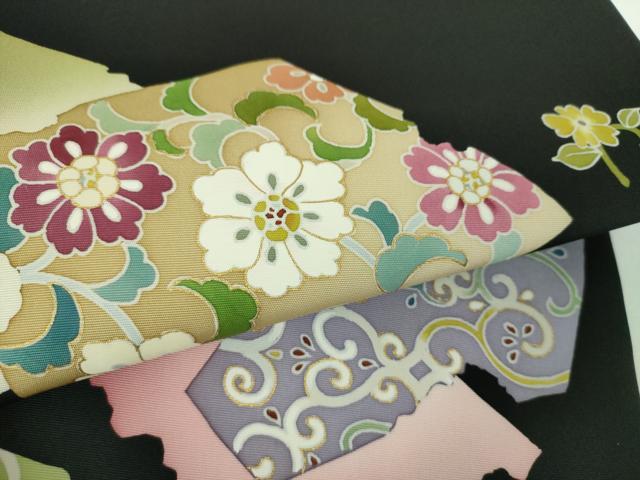 平和屋着物●塩瀬 九寸開き名古屋帯 破れ色紙花文 黒地 金彩 正絹 逸品 DABB4666ps