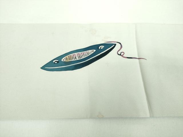 平和屋着物●塩瀬　九寸名古屋帯　作家物　ろうけつ染め　機織り機　正絹　逸品　DABB4668ps