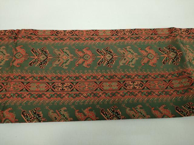 平和屋着物●全通柄九寸名古屋帯　更紗花間道　正絹　逸品　DABB4680ps