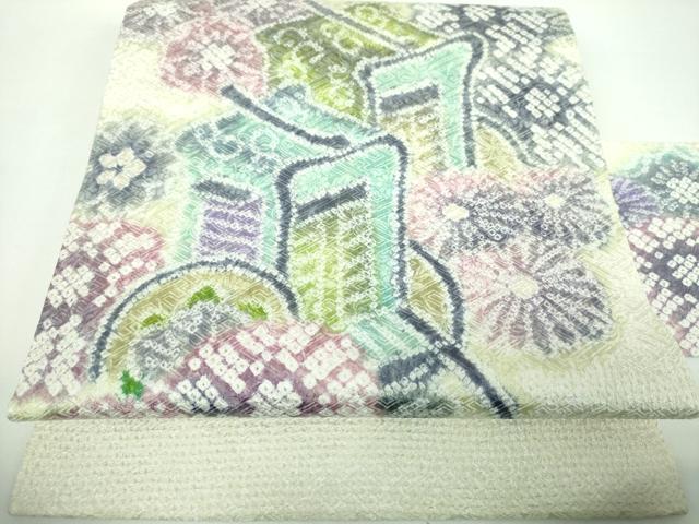 平和屋着物●名門 藤娘きぬたや・総絞り 九寸名古屋帯 御所車花文 正絹 逸品 DABB4686ps