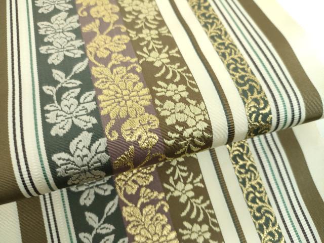 平和屋着物●本場筑前博多織 八寸名古屋帯 花間道 金糸 正絹 逸品 DABB4687ps