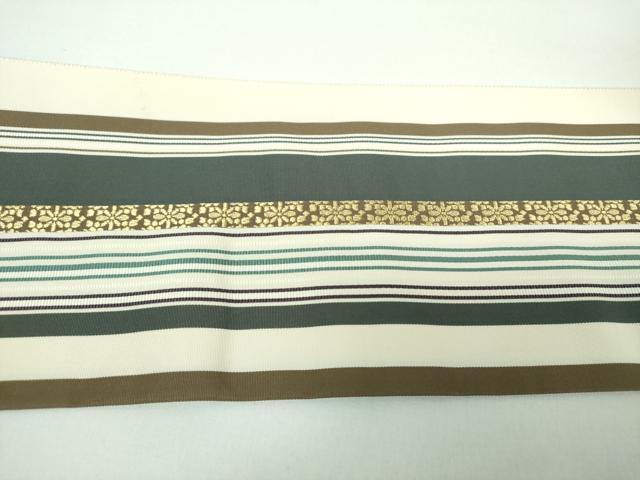 平和屋着物●本場筑前博多織 八寸名古屋帯 花間道 金糸 正絹 逸品 DABB4687ps