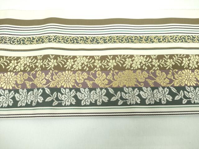 平和屋着物●本場筑前博多織 八寸名古屋帯 花間道 金糸 正絹 逸品 DABB4687ps