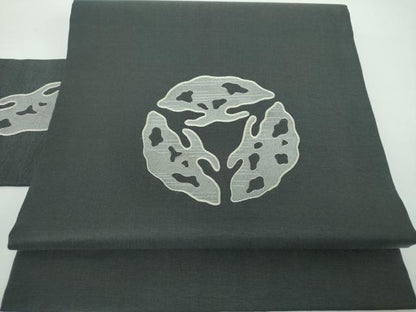 平和屋着物●九寸名古屋帯 刺繍 丸文 金銀糸 正絹 逸品 DABB4689ps