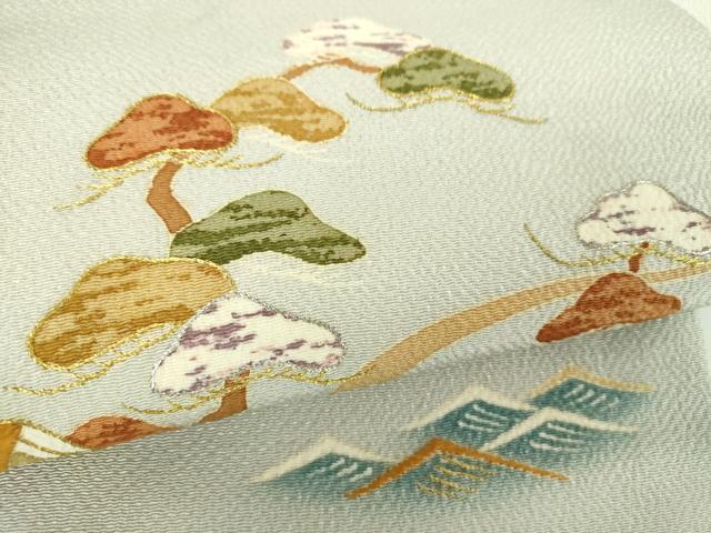 平和屋着物●創業130年　江戸染繍友禅　大彦　九寸名古屋帯　刺繍　流水風景文　鬼しぼ縮緬　金銀糸　正絹　逸品　DABB4693ps